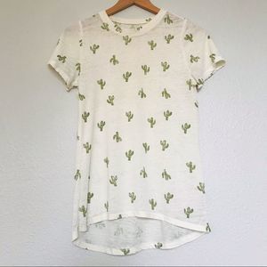 Zoe + Liv Saguaro Cactus White T-shirt, S